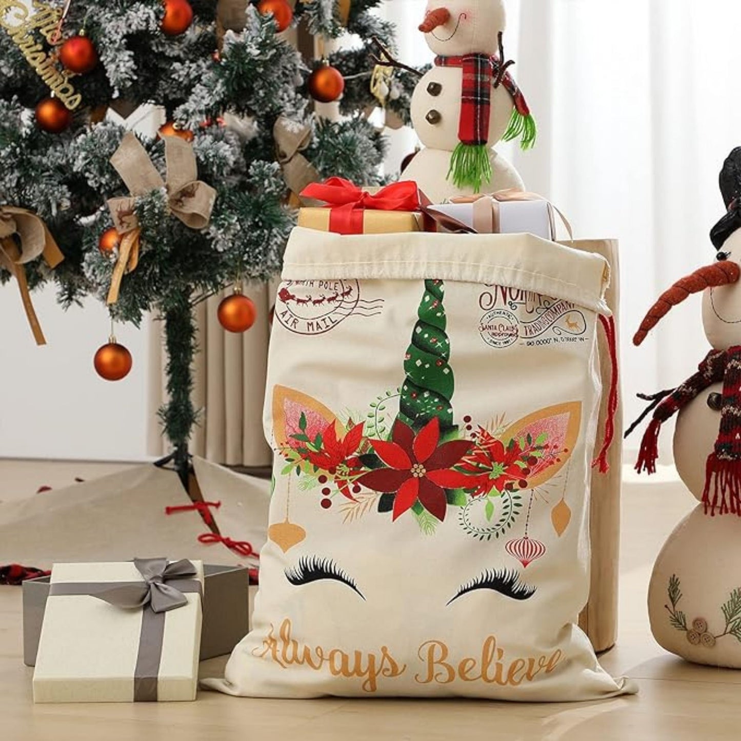 Christmas Canvas Santa Sacks